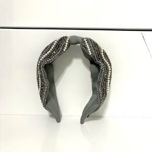New Handcrafted Grey and Pearl Beaded Headband